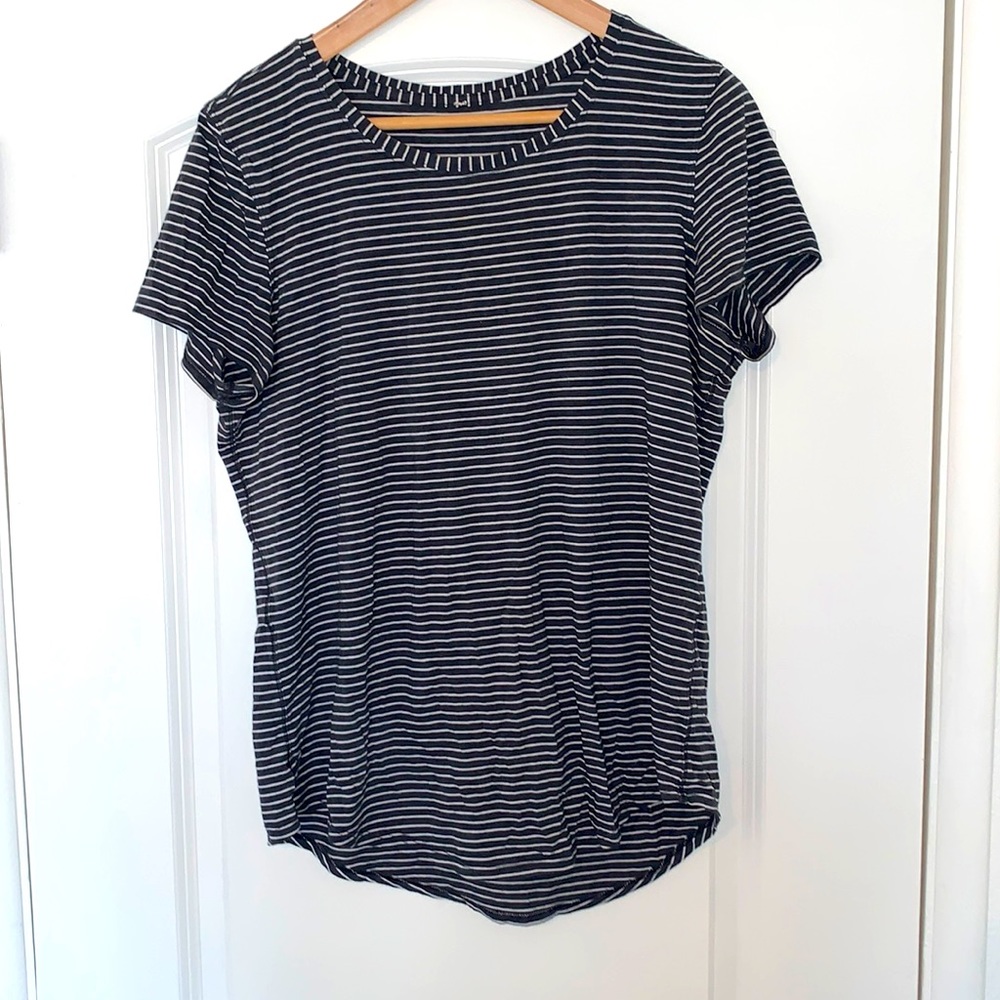 Lululemon black and white striped t shirt